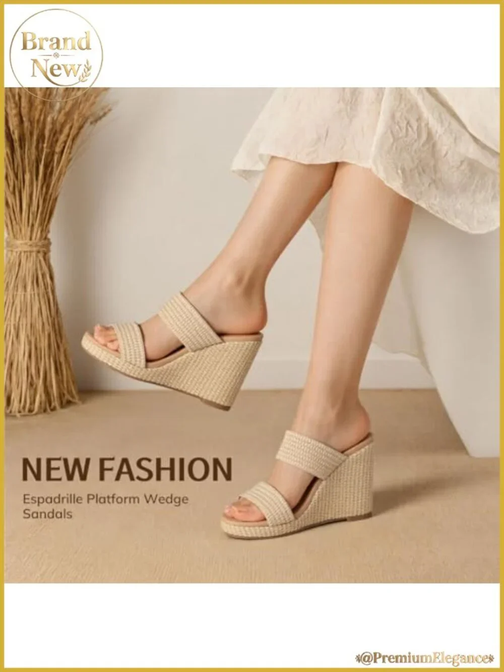 Women's Open Toe Espadrille Wedge Sandals Slip On Platform Heels